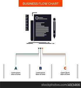 Code, coding, file, programming, script Business Flow Chart Design with 3 Steps. Glyph Icon For Presentation Background Template Place for text.. Vector EPS10 Abstract Template background
