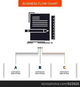 Code, coding, file, programming, script Business Flow Chart Design with 3 Steps. Glyph Icon For Presentation Background Template Place for text.. Vector EPS10 Abstract Template background