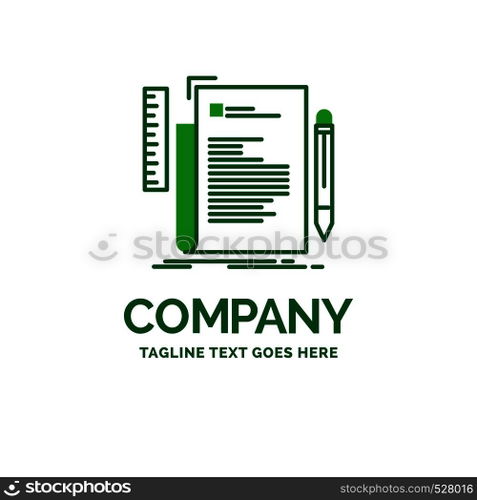 Code, coding, file, programming, script Flat Business Logo template. Creative Green Brand Name Design.