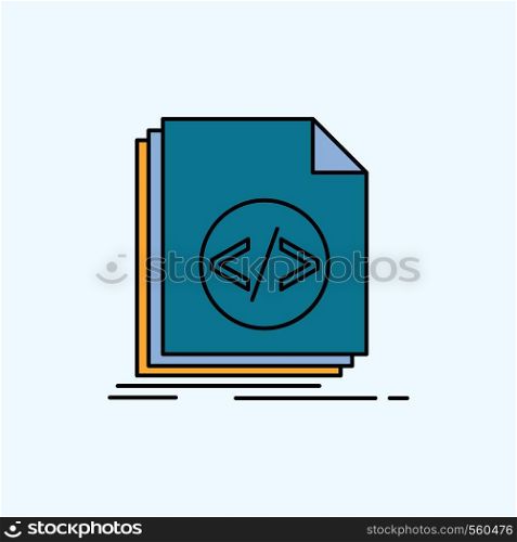 Code, coding, file, programming, script Flat Icon. green and Yellow sign and symbols for website and Mobile appliation. vector illustration. Vector EPS10 Abstract Template background