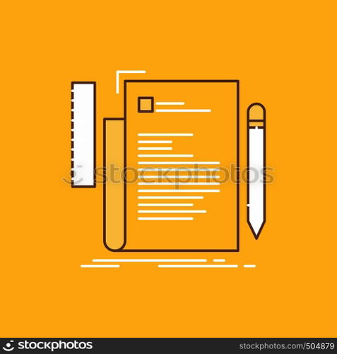 Code, coding, file, programming, script Flat Line Filled Icon. Beautiful Logo button over yellow background for UI and UX, website or mobile application. Vector EPS10 Abstract Template background
