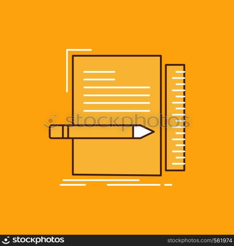 Code, coding, file, programming, script Flat Line Filled Icon. Beautiful Logo button over yellow background for UI and UX, website or mobile application. Vector EPS10 Abstract Template background
