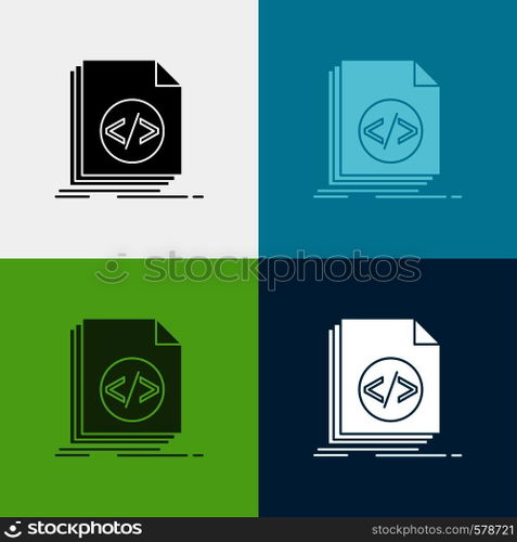 Code, coding, file, programming, script Icon Over Various Background. glyph style design, designed for web and app. Eps 10 vector illustration. Vector EPS10 Abstract Template background