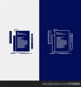 Code, coding, file, programming, script Line and Glyph web Button in Blue color Vertical Banner for UI and UX, website or mobile application. Vector EPS10 Abstract Template background