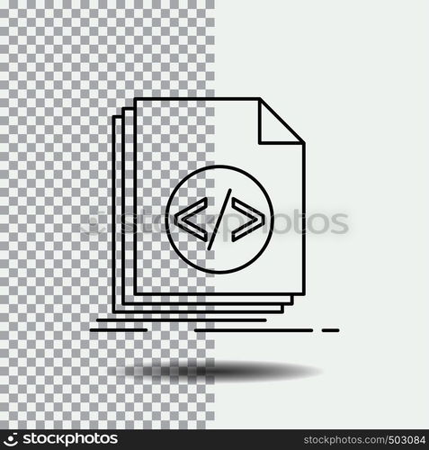 Code, coding, file, programming, script Line Icon on Transparent Background. Black Icon Vector Illustration. Vector EPS10 Abstract Template background