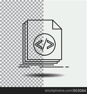Code, coding, file, programming, script Line Icon on Transparent Background. Black Icon Vector Illustration. Vector EPS10 Abstract Template background