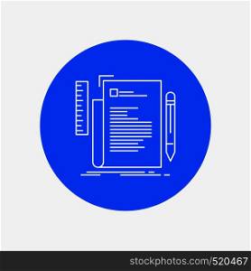 Code, coding, file, programming, script White Line Icon in Circle background. vector icon illustration. Vector EPS10 Abstract Template background