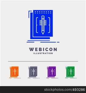Code, edit, editor, language, program 5 Color Glyph Web Icon Template isolated on white. Vector illustration. Vector EPS10 Abstract Template background