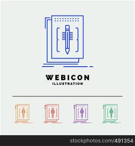 Code, edit, editor, language, program 5 Color Line Web Icon Template isolated on white. Vector illustration. Vector EPS10 Abstract Template background