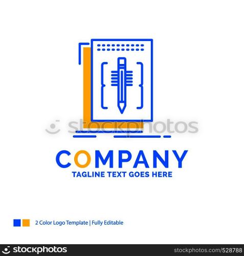 Code, edit, editor, language, program Blue Yellow Business Logo template. Creative Design Template Place for Tagline.