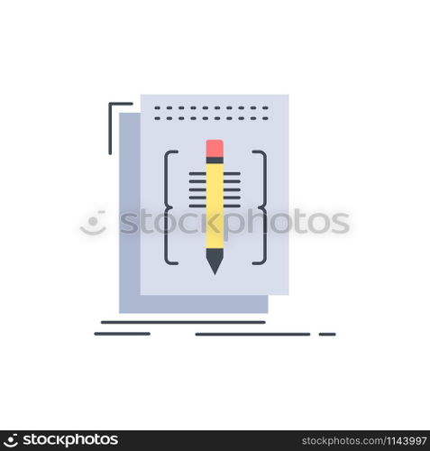 Code, edit, editor, language, program Flat Color Icon Vector