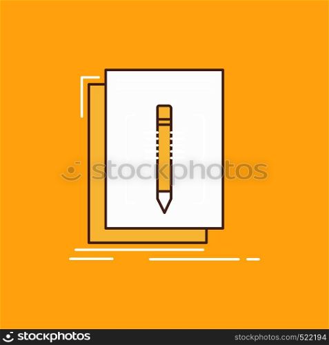 Code, edit, editor, language, program Flat Line Filled Icon. Beautiful Logo button over yellow background for UI and UX, website or mobile application. Vector EPS10 Abstract Template background