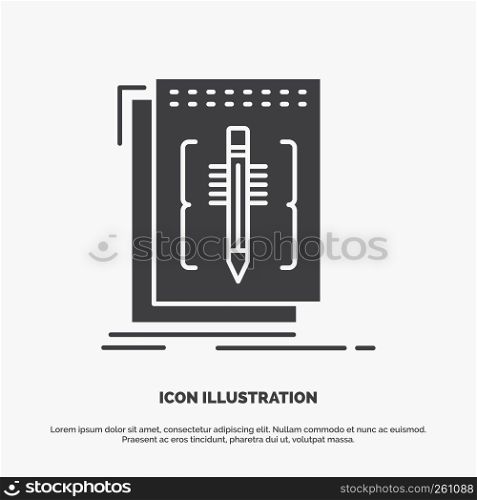 Code, edit, editor, language, program Icon. glyph vector gray symbol for UI and UX, website or mobile application