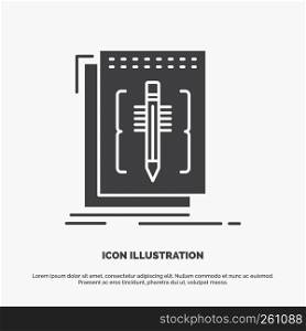 Code, edit, editor, language, program Icon. glyph vector gray symbol for UI and UX, website or mobile application