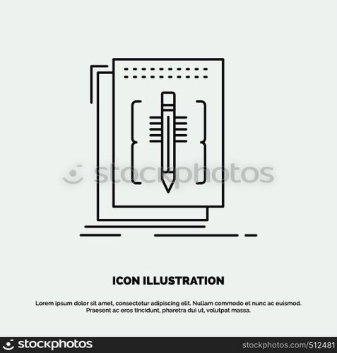 Code, edit, editor, language, program Icon. Line vector gray symbol for UI and UX, website or mobile application. Vector EPS10 Abstract Template background