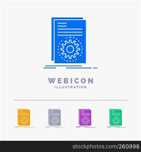 Code, executable, file, running, script 5 Color Glyph Web Icon Template isolated on white. Vector illustration