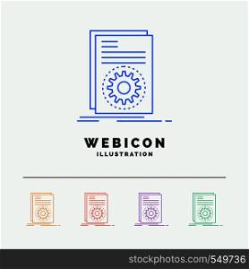 Code, executable, file, running, script 5 Color Line Web Icon Template isolated on white. Vector illustration. Vector EPS10 Abstract Template background