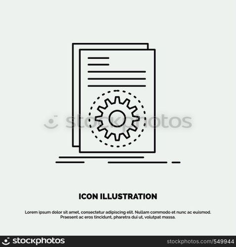 Code, executable, file, running, script Icon. Line vector gray symbol for UI and UX, website or mobile application. Vector EPS10 Abstract Template background