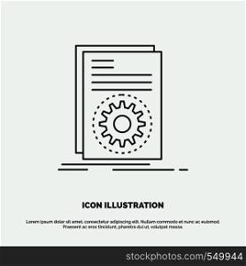 Code, executable, file, running, script Icon. Line vector gray symbol for UI and UX, website or mobile application. Vector EPS10 Abstract Template background