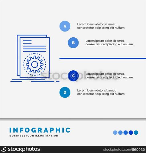 Code, executable, file, running, script Infographics Template for Website and Presentation. Line Blue icon infographic style vector illustration. Vector EPS10 Abstract Template background