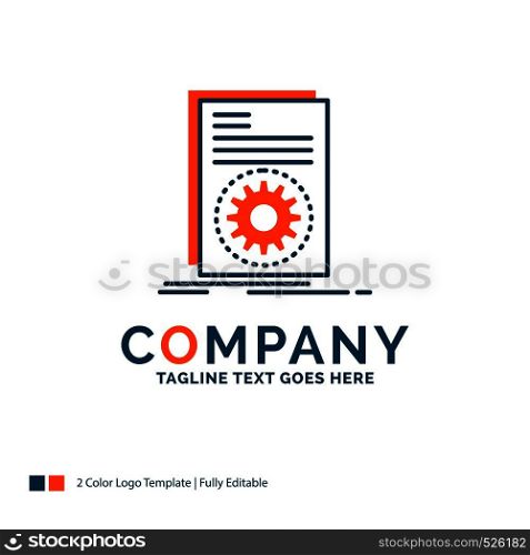 Code, executable, file, running, script Logo Design. Blue and Orange Brand Name Design. Place for Tagline. Business Logo template.