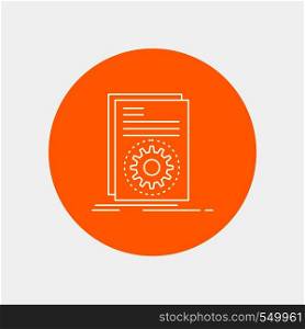 Code, executable, file, running, script White Line Icon in Circle background. vector icon illustration. Vector EPS10 Abstract Template background