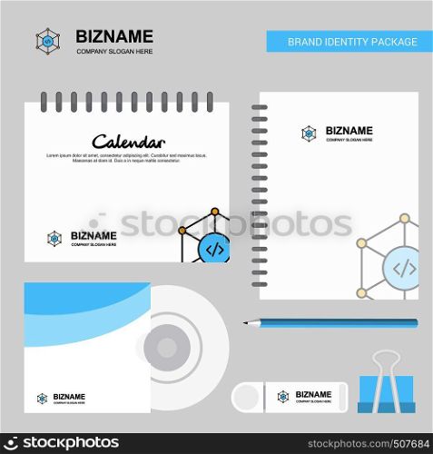 Code Logo, Calendar Template, CD Cover, Diary and USB Brand Stationary Package Design Vector Template