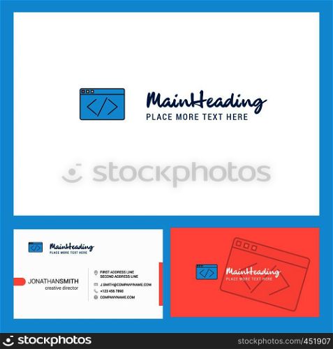Code Logo design with Tagline & Front and Back Busienss Card Template. Vector Creative Design