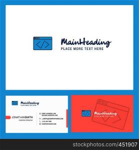 Code Logo design with Tagline & Front and Back Busienss Card Template. Vector Creative Design
