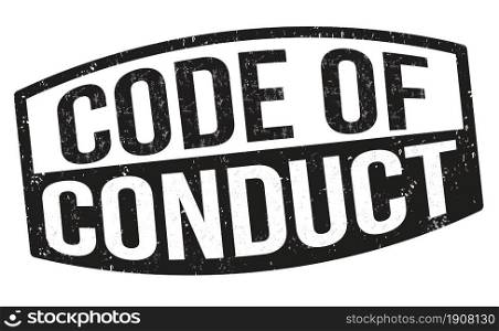 Code of conduct grunge rubber stamp on white background, vector illustration