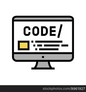 code on computer screen color icon vector. code on computer screen sign. isolated symbol illustration. code on computer screen color icon vector illustration