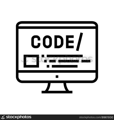 code on computer screen line icon vector. code on computer screen sign. isolated contour symbol black illustration. code on computer screen line icon vector illustration