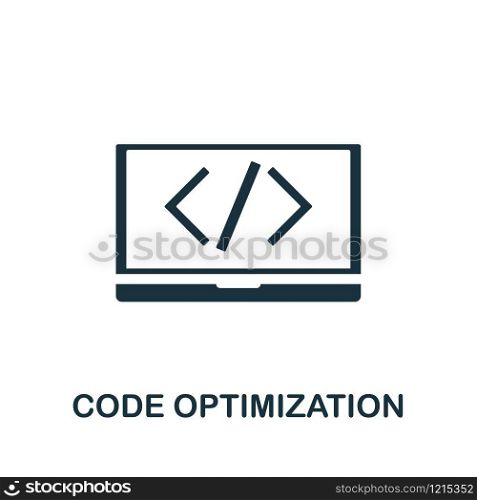 Code Optimization icon vector illustration. Creative sign from seo and development icons collection. Filled flat Code Optimization icon for computer and mobile. Symbol, logo vector graphics.. Code Optimization vector icon symbol. Creative sign from seo and development icons collection. Filled flat Code Optimization icon for computer and mobile