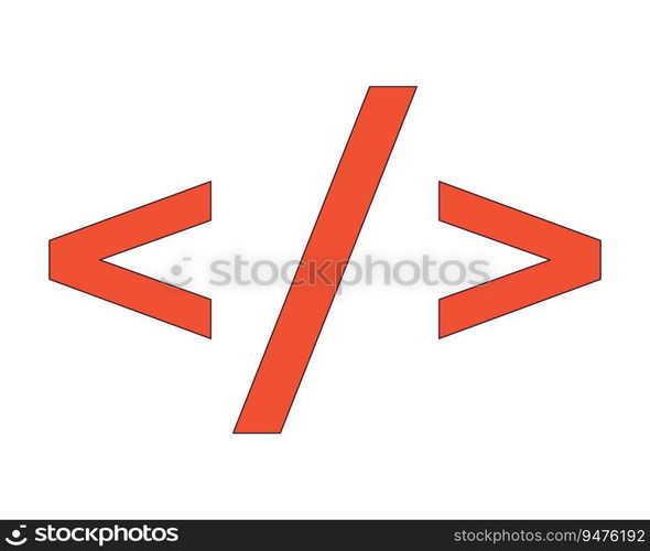 Code symbols flat line color isolated vector object. Web development elements. Editable clip art image on white background. Simple outline cartoon spot illustration for web design. Code symbols flat line color isolated vector object