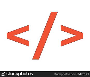 Code symbols flat line color isolated vector object. Web development elements. Editable clip art image on white background. Simple outline cartoon spot illustration for web design. Code symbols flat line color isolated vector object