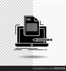 Coder, coding, computer, list, paper Glyph Icon on Transparent Background. Black Icon. Vector EPS10 Abstract Template background