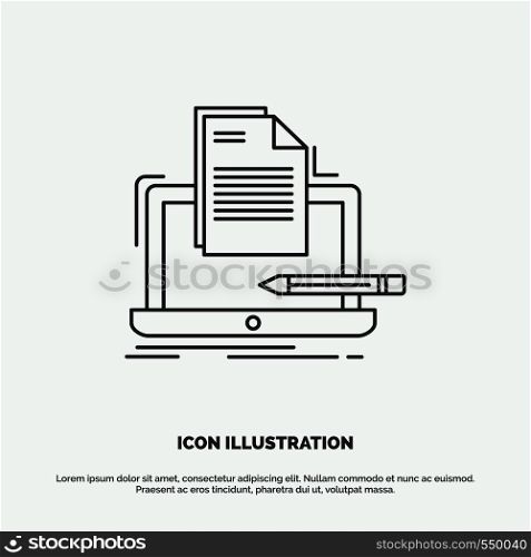 Coder, coding, computer, list, paper Icon. Line vector gray symbol for UI and UX, website or mobile application. Vector EPS10 Abstract Template background