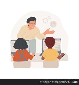 Coding class isolated cartoon vector illustration. Coding class for children, summer camp, PA day program, programming lesson, daycare center, early education, after school vector cartoon.. Coding class isolated cartoon vector illustration.