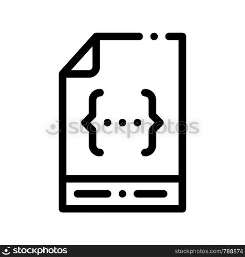 Coding File Document System Vector Thin Line Icon. Binary System, Data Encryption Linear Pictogram. Web Development, Programming Languages, Bug Fixing, HTML, Script Contour Illustration. Coding File Document System Vector Thin Line Icon