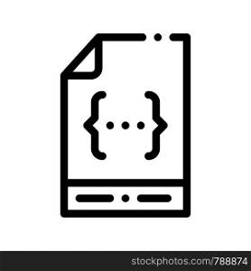 Coding File Document System Vector Thin Line Icon. Binary System, Data Encryption Linear Pictogram. Web Development, Programming Languages, Bug Fixing, HTML, Script Contour Illustration. Coding File Document System Vector Thin Line Icon