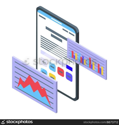 Coding graph icon isometric vector. Laptop code. Computer work. Coding graph icon isometric vector. Laptop code