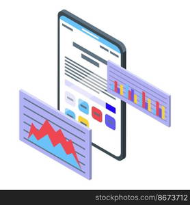 Coding graph icon isometric vector. Laptop code. Computer work. Coding graph icon isometric vector. Laptop code