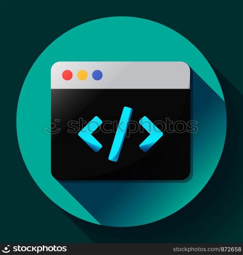Coding icon vector flat program code icon app.. Coding icon vector flat program app