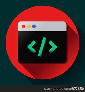 Coding icon vector flat program code icon app.. Coding icon vector flat program app