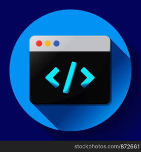 Coding icon vector flat program code icon app.. Coding icon vector flat program app