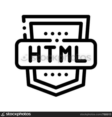 Coding Language HTML System Vector Thin Line Icon. Digital System For Information Website, Data Encryption Linear Pictogram. Web Development, Programming Bug Fixing, Script Contour Illustration. Coding Language HTML System Vector Thin Line Icon