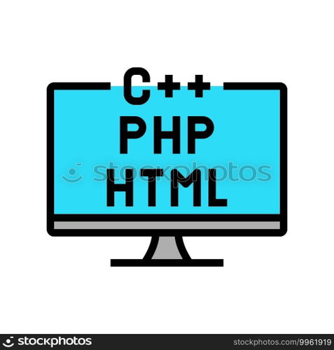 coding on different program languages color icon vector. coding on different program languages sign. isolated symbol illustration. coding on different program languages color icon vector illustration