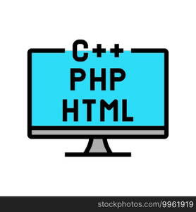 coding on different program languages color icon vector. coding on different program languages sign. isolated symbol illustration. coding on different program languages color icon vector illustration