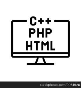 coding on different program languages line icon vector. coding on different program languages sign. isolated contour symbol black illustration. coding on different program languages line icon vector illustration