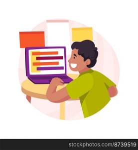 Coding online class isolated cartoon vector illustration. Programming online class, coding virtual summer c&, kids remote learning, after school program, tech education vector cartoon.. Coding online class isolated cartoon vector illustration.